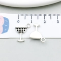 Silver alloy cocktail glass charm with black dots for DIY jewelry making and bracelets - 1 Antique Silver Wine Glass (20202)