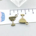 Detailed macro view of vintage bronze martini glass charms with textured finish and loop - Antique Bronze Wine Glass (20767) / 12*15mm