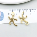 Ciondoli a stella marina dorati con trama a perline, 1,7 cm per creazione gioielli fai-da-te - Stella Marina (20732)
