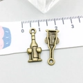 Detailed view of antique bronze wine bottle and glass charms for DIY jewelry making - Antique Bronze Wine Glass (20769) / 9*21mm
