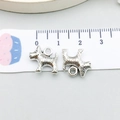 Silver alloy Scottie dog pendant with realistic fur texture and hanging ring, 1.5cm length - Antique Silver Outline Dog 12x14mm (9809)