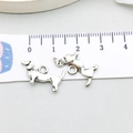 Silver dachshund dog pendant for DIY jewelry, retro alloy charm with measuring scale - Antique Silver Dog 19x10mm (10350)