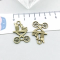 Pendentif chariot à vin en bronze antique pour bracelets DIY avec formes de nourriture - Chariot à Vin Bronze Antique (20775) / 15*21mm