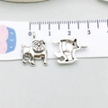 Silver bulldog animal charms for DIY jewelry making, 1.5cm dog pendant accessories - Antique Silver Dog 15x18mm (10368)