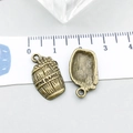 Pendentifs en alliage de tonneau de vin bronze antique avec détails de raisins - Tonneau de Vin Bronze Antique (20776) / 11*19mm