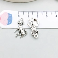 Antique silver Dalmatian dog pendant with bone motif for DIY jewelry making - Antique Silver Dog 11x21mm (11300)
