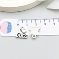 Silver alloy I LOVE DOGS heart pendant with textured back and measurement scale - Antique Silver Dog 12x13mm (15563)