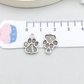 Antique silver cat paw charms for DIY jewelry making with measurement reference - Antique Silver Paw 12x14mm (17371)