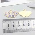Pink and purple enamel butterfly alloy pendant for DIY jewelry making with gold finish - Pink Butterfly (18692)