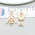 Set de dos colgantes de sacacorchos en aleación dorada para joyería DIY, 25 mm - Abrebotellas (20808) / 17*26mm