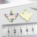Purple enamel butterfly charm for DIY jewelry making with crescent moon and star patterns - Pink And Purple Butterfly (18699)