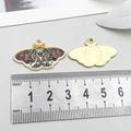Black butterfly pendant with red rose pattern and golden finish, measurement 42x30mm - Black Enamel Red Rose Butterfly (18775)