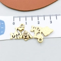 Ciondolo a cuore con cane in lega dorata per gioielli fai-da-te con scritta incisa - I Love My Dog Letter (20567)
