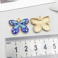 Blue enamel butterfly alloy pendant charm with golden back for DIY jewelry making - Blue Enamel Flower Butterfly (19023)