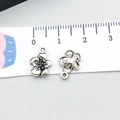 Detailed view of antique silver flower charms with measuring scale for DIY jewelry - Antique Silver Plum Flower (10399) / 1 Piece (9x13mm) / Antique Silver