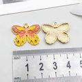 Orange and yellow butterfly pendant with 22mm scale measurement for DIY jewelry making - Yellow Enamel Flower Butterfly (19025)
