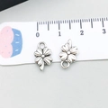 Antique silver four leaf clover pendant charms with ruler for DIY jewelry making - Antique Silver Four-Leaf Clover (10410)