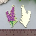 Lavender enamel sunflower pendant charm in purple for DIY jewelry making - Purple Enamel Violet