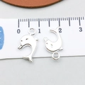 Polished silver dolphin alloy pendants for DIY jewelry making, height approx 2cm - Bright Silver Dolphin (20688)