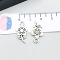 Antique silver sunflower alloy pendant with scale measurement for DIY jewelry making - Antique Silver Sun Flower (10413)