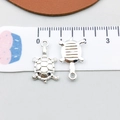 Polished silver turtle alloy charms showing front shell texture and back details for DIY - Bright Silver Sea Turtle (20690)