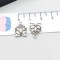 Vintage silver lotus alloy pendants for DIY jewelry making, 13x15mm floral charms - Antique Silver Lotus (15693)