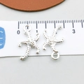 Silver starfish alloy charm pendants with textured surface for DIY jewelry making - Bright Silver Starfish (20692)