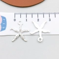 Polished silver starfish charm pendant with textured surface for DIY jewelry making - Bright Silver Starfish (20693)