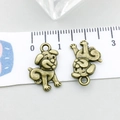 Vintage Bronze-Hundefiguren Anhänger für DIY Schmuckherstellung mit Lineal Maßstab - Antik-Bronze Lächelnder Hund 17*11mm (20579)
