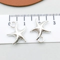 Polished silver starfish charms in sea series for DIY jewelry making and pendants - Bright Silver Starfish (20694)