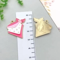 Detail of pink cowgirl bandana pendants with gold stars and etched texture for DIY jewelry - Pink Bolo Tie (19722) / 1 Piece (25x26mm) / Pink