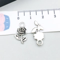 Silver rose flower pendant with vintage metal texture for DIY jewelry making - Antique Silver Rose (15770)