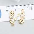Pendentifs fleurs et feuilles dorés en alliage pour création de bijoux DIY taille 2,1cm - Longue Fleur (20507) / 19*10mm