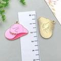 Size measurement of pink enamel cowboy hat and golden sunburst charms for DIY jewelry making - Pink Cowboy Hat (19724) / 1 Piece (19x26mm) / Pink