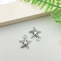 Set of two antique silver starfish pendants for DIY jewelry making with realistic textures - Starfish Shape (2356)