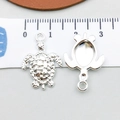 Silver turtle alloy pendants with shell texture and DIY inlay base for jewelry making - Bright Silver Turtle (20696)