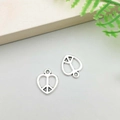 Set of two vintage silver heart peace sign pendants for DIY jewelry crafting - Peace Sign Style (2520)