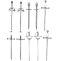 Set of 9 vintage silver alloy sword pendants for DIY necklace jewelry making accessories - Mixed 10 Pendants Set / Antique Silver (SN198)