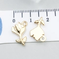 Pendentifs rose et fleur en alliage d'or KC pour bijoux DIY avec échelle métrique - Rose (20509) / 15*10mm