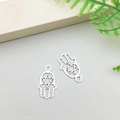 Silver Hamsa Hand charm with Star of David inlay for DIY jewelry bracelet - Hamsa Hand Style (2881)