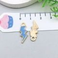 Close-up of colorful enamel lightning bolt charms showing front and back detail - Lake Blue (12442)