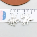 Pair of bright silver octopus alloy charms for DIY jewelry making on a ruler - Bright Silver Octopus (20698)