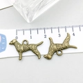 Retro Bronze-Hundeanhänger aus Legierung für DIY-Schmuck mit Lineal-Maßstabsanzeige - Antik-Bronze Zotteliger Hund 15*23mm (20583)