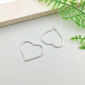 Pair of silver hollow heart-shaped metal charms for DIY jewelry and earrings - Heart Style (3074)