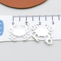 Silver crab alloy charm pendant for DIY jewelry making with two-sided design and top loop - Bright Silver Crab (20701)