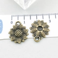 Antique bronze sunflower charms for DIY jewelry making with petal details and size ruler - Sunflower (20484)