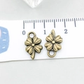 Pair of antique bronze four-leaf clover alloy pendants with textured leaves and top loop - Four-Leaf Clover (20485)