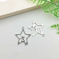 Antique silver star fairy charms with hollow design for DIY jewelry making - Pentagram Fairy (3754)