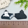 Detail showing the front and back of cat-shaped enamel charms for DIY jewelry making - 26*20MM / Dazed Cat