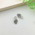 Antique silver pine cone charms for DIY jewelry making earrings and bracelets set of 2 - Pinecone Style (4014)